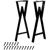 Warmaxx Heavy Duty Metal Table Legs 32 inch Height Black Wrought Iron Legs | Industrial Square Tube Legs for Coffee Computer Dining Entryway Table Desk Leg Countertop Office Outdoor Furniture Set of 2
