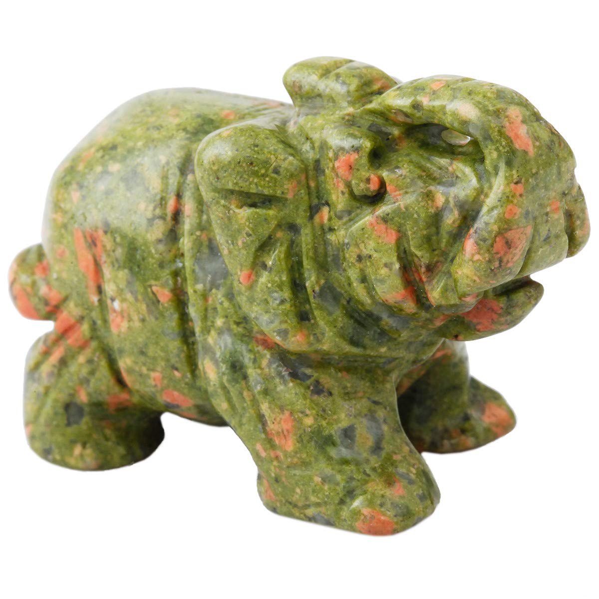 Nupuyai Unakite Carved Crystal Animal Elephant Statue Figurine, Good Luck Gift Energy Healing Mini Crystal Ornament for Home Office Decor — image 1