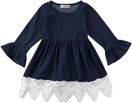 denim dress with lace trim
