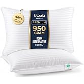 Utopia Bedding Bed Pillows for Sleeping, Pillows Standard Size Set of 2 | Down alternative pillows, cooling hotel quality, luxury comfort for back, side &amp; stomach sleepers, Premium Stripes, White