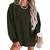 Chvity Womens Crewneck Oversized Corduroy Corded Sweatshirt Casual Long Sleeve Trendy Pullover Comfy Tops