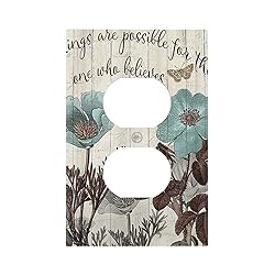 Teal Tulip Rustic Floral Wood Flower Outlet Covers