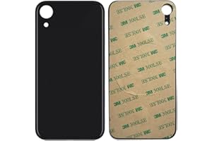 NuFix Back Glass Replacement for iPhone XR Rear Battery Door Panel with Big Camera Holes (Black)