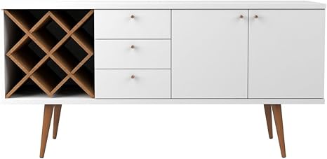 Amazon Com Manhattan Comfort Utopia Sideboard Buffet Stand White Gloss And Maple Cream Buffets Sideboards