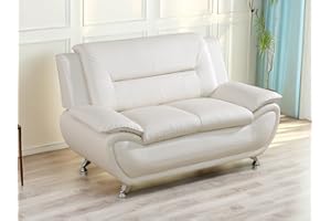 Dekmxas Living Room Furniture Sets, Leather Couches for Living Room, Living Room Couch Set, Creamy White Loveseat for Bedroom, Apartment (b-Creamy White, Loveseat)