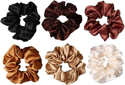 nuoshen 6pc Satin Hair Scrunchies Elastic Soft Hair Ties for Girls Ladies