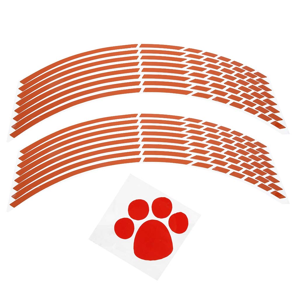 Motorbike Wheel Stickers for Rims, 16pcs Bike Motorcycle 16-18inch Reflective Tape Wheel Strip Sticker Stickers Decoration Accessory (Orange)