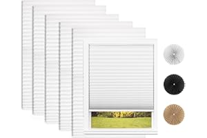 Changshade 6 Pack Temporary Blinds, Pleated Paper Blinds for Indoor Windows Cut to Size Adhesive Paper Shades No Tools No Drilling for Office, Bedroom, Living Room,36" W x 72" H,White