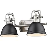 Golden Lighting Duncan 16.5 in. 2-Light Pewter Vanity Light 3602-BA2 PW-BLK