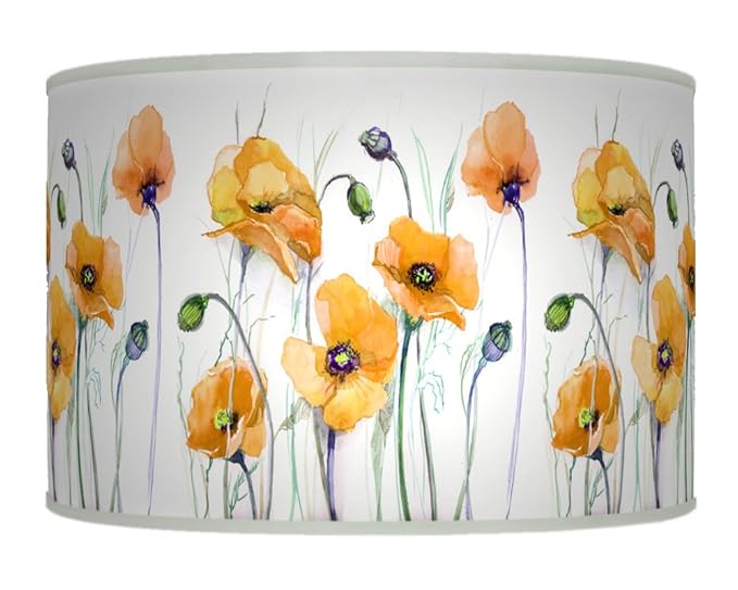 30cm Mustard Yellow Watercolour Poppy Floral Flower Black Handmade