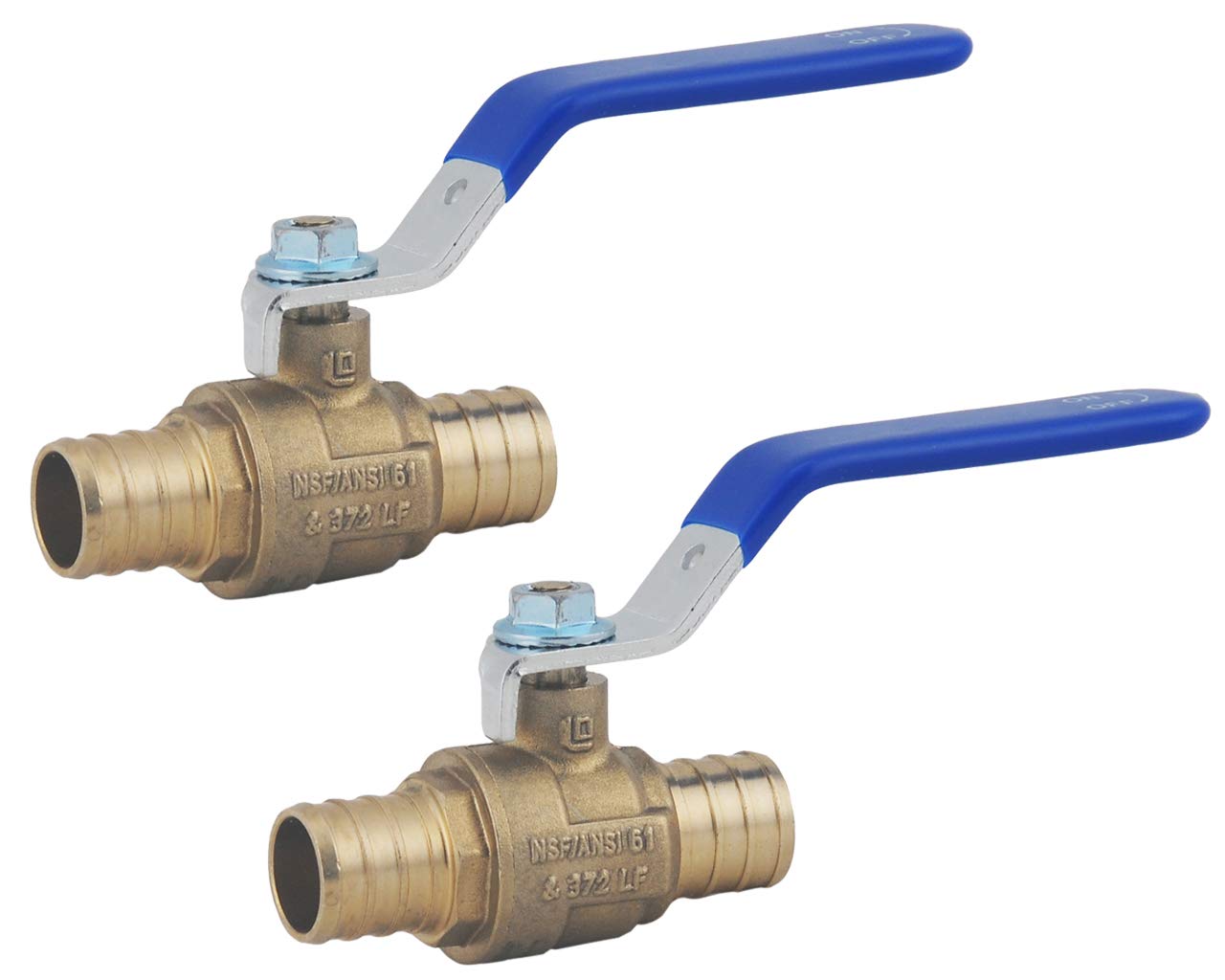 LD Valve- 3/4" PEX Brass Ball Valve, 3/4-in Pex LF Brass Shut off Ball Valve with Blue Long Lever, 1/4 Turn PEX Barb Water Valve with cUPC Certified for Cold and Hot water (2-Pack)