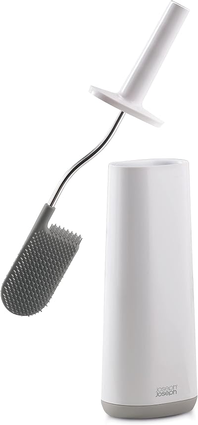 Joseph Joseph Flex Smart Hygienic Silicone Toilet Brush & Holder White Grey