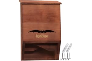 Bat Houses for Outdoors, Triple Chamber Large Bat Box Kit, LanDino Handcrafted from Cedar Wood, Easy for Bats to Land and Roost, Weather Resistant Ready to Install (Red Mansion)