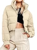 MEROKEETY Women's Winter Cropped Puffer Jacket Long