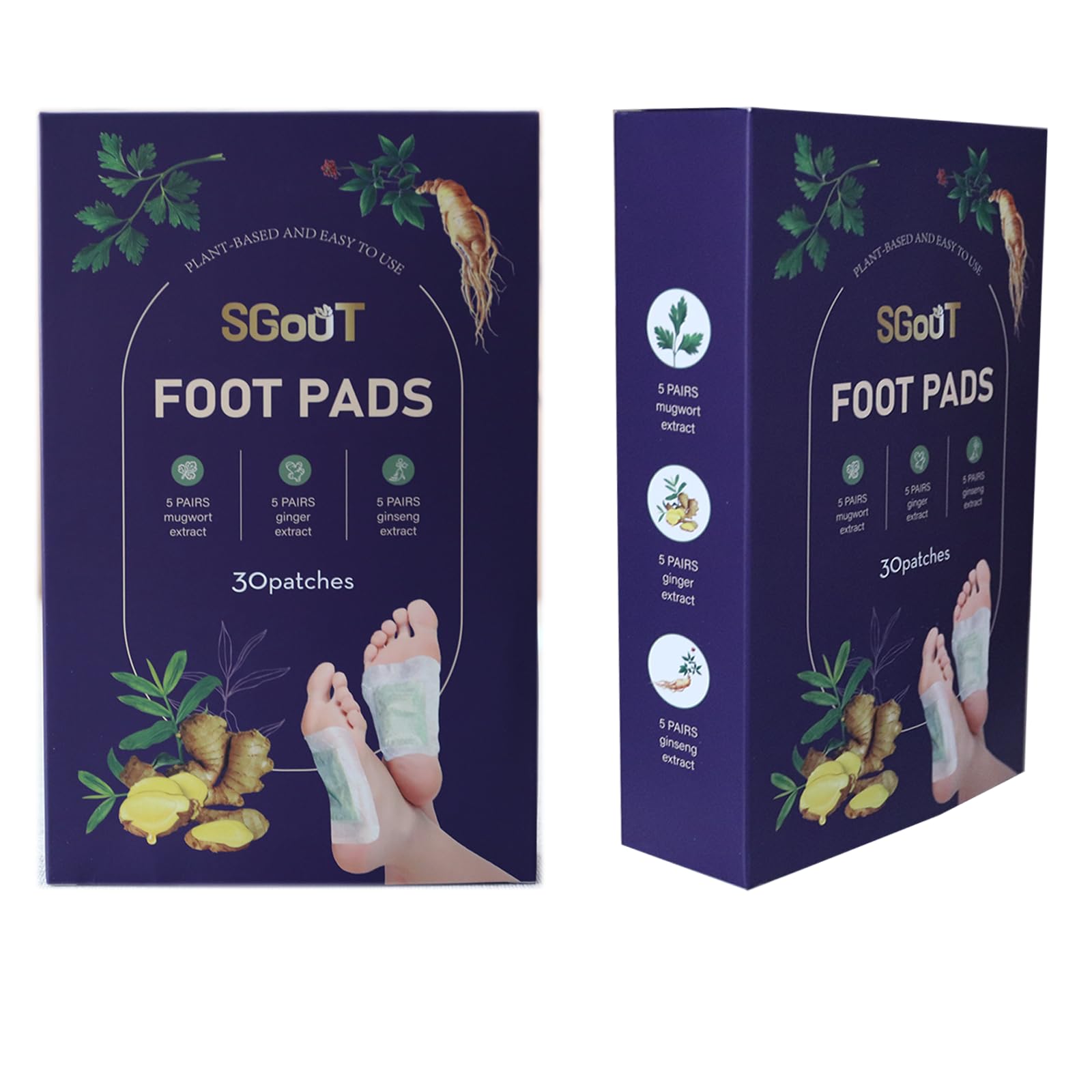 Photo 1 of Sgout 30Pack Ginger Wormwood Ginseng Foot Pads for Better Sleep and Relief Stress, Deep Cleansing Combination for Foot Care Patch, Relieving Fatigue and Relaxing Muscles & Tendons, Improved Sleep