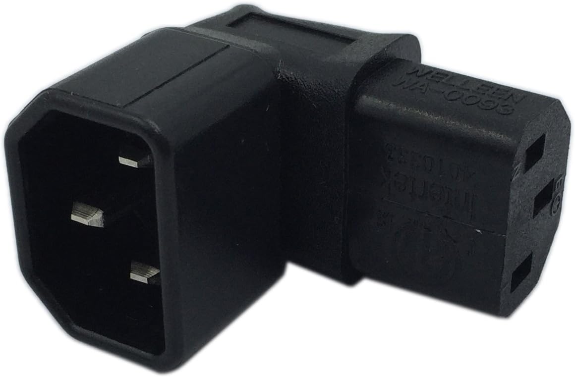 CERRXIAN Down Angle IEC 320 C14 3 Pin Male to C13 Female PDU PSU UPS Power Extension Adapter Receptacle for LCD LED TV Wall Mount