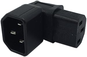 CERRXIAN Down Angle IEC 320 C14 3 Pin Male to C13 Female PDU PSU UPS Power Extension Adapter Receptacle for LCD LED TV Wall Mount