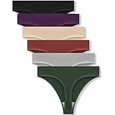 ZPKYDC Seamless No Show Thongs for Women: Breathable Underwear for Ladies Comfortable Stretch Hipster Panties 6 Pack