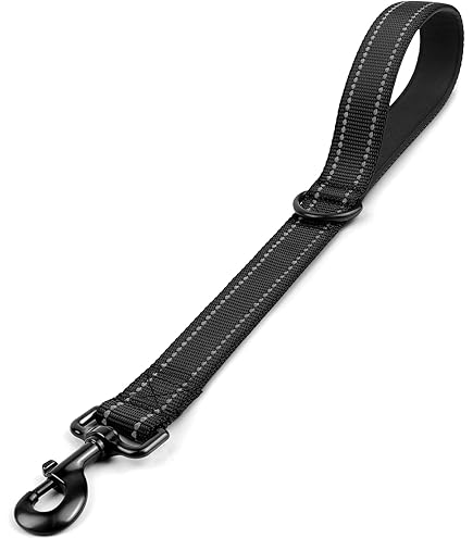 ZALER 18-Inch Heavy Duty Dog Traffic Leash - Reflective Rope Lead With Padded Handle & Screw Lock Carabiner (Black/Orange)