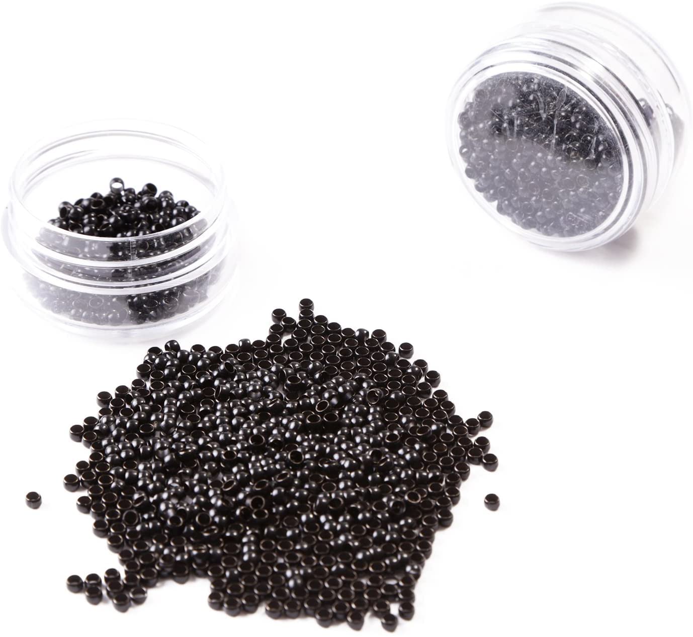 Vlasy Silicone Lined Nano Rings Beads for Nano Tip Hair Extensions Micro Nano Beads (200pcs, Black)