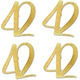 Gold Glitter 42 Cut-Out Numbers, 42nd Birthday Party Anniversary Decorations DIY Essentials
