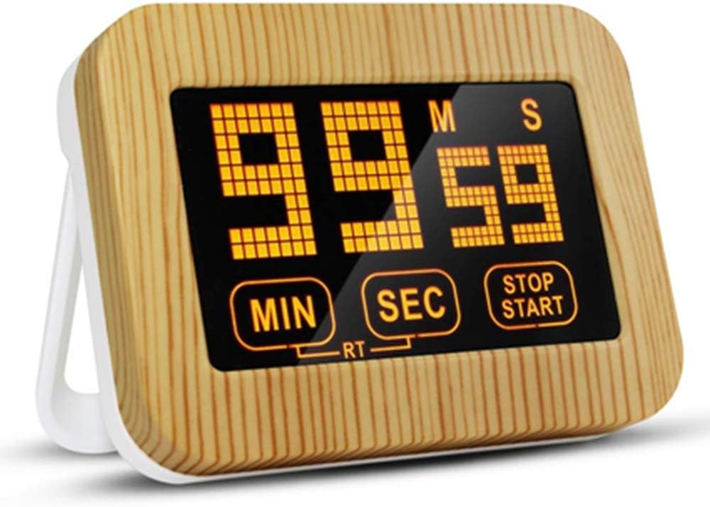 M V VOIMAKAS Kitchen Timer, Woodgrain Digital Countdown & Countup Timer with Loud Alarm, Large Touch Screen Display, Magnetic and Stand Backing, for Cooking, Sports Games, Office