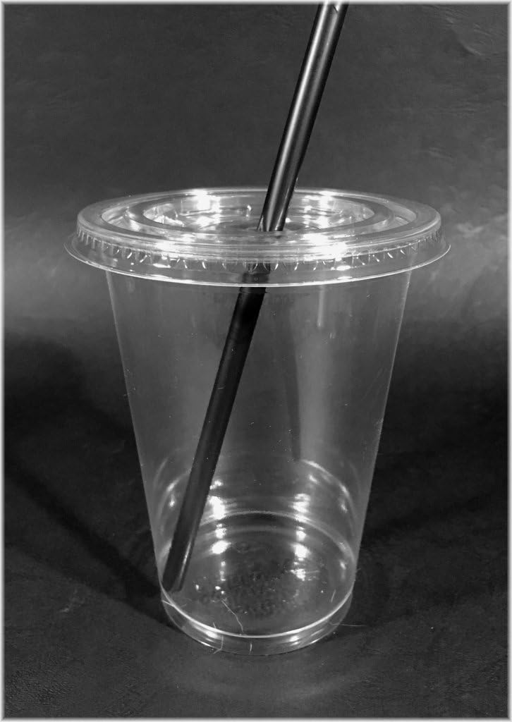 EVENTpac 50 x 400ml Smoothies Cup and Flat Lid with Opening Smoothie Cup Dessert Cup/Smoothie Cups with Lids