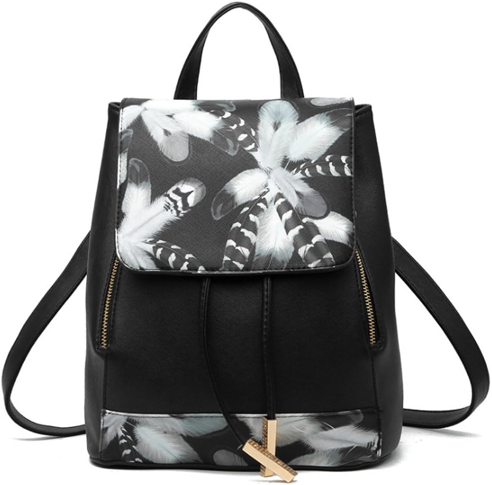 FiveloveTwo Womens Girls Fashion Backpack Rucksack PU Leather Backpack Purse Shoulder Hobo Bag Satchels Top-Handle Bags Black