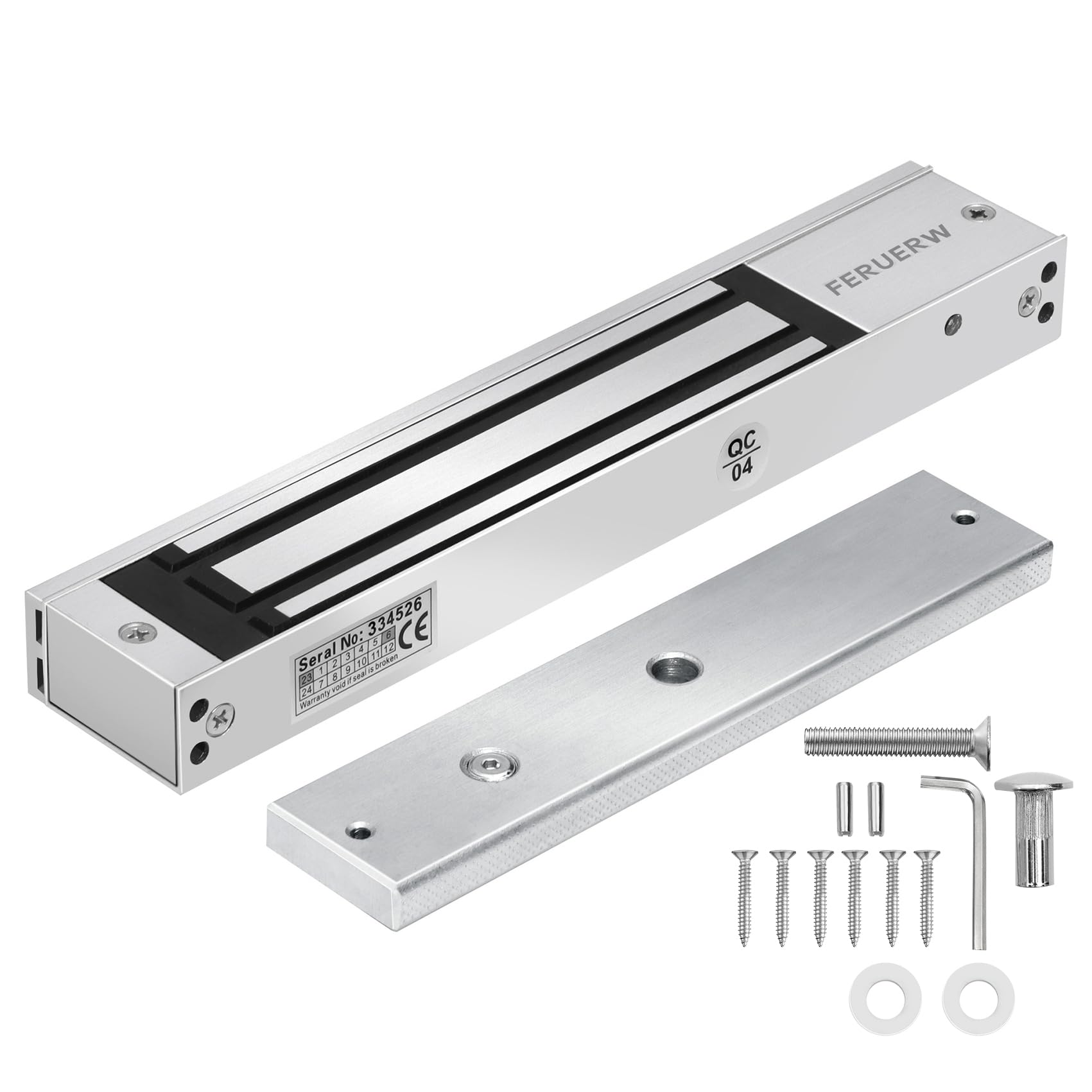 Photo 1 of FERUERW 600LBs/280KG Electric Magnetic Lock, Electromagnetic Door Lock Holding Force for Access Control, OutSwinging Door Access Control System, Single Door 12V