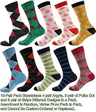 Mens Designer Dress Socks 10 Pair