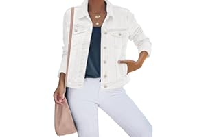 luvamia Women's Basic Button Down Stretch Fitted Long Sleeves Denim Jean Jacket