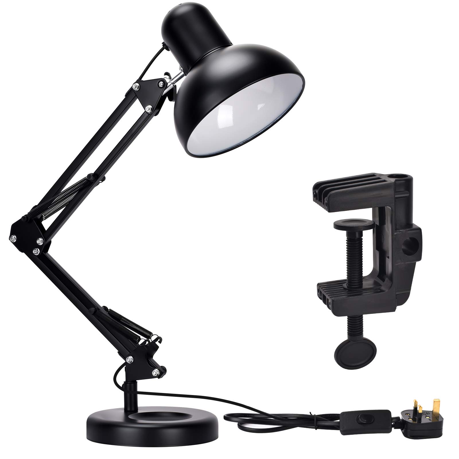TEKLED Adjustable Desk Lamp with E27 Bulb Holder, A60 LED Included, 3000K, Swing Arm, Clip-On C-Clamp, 1.5m Cable, Ideal Desk Light for Office, CE & RoHS Certified, 3-Year Warranty, 25,000h Life — image 1