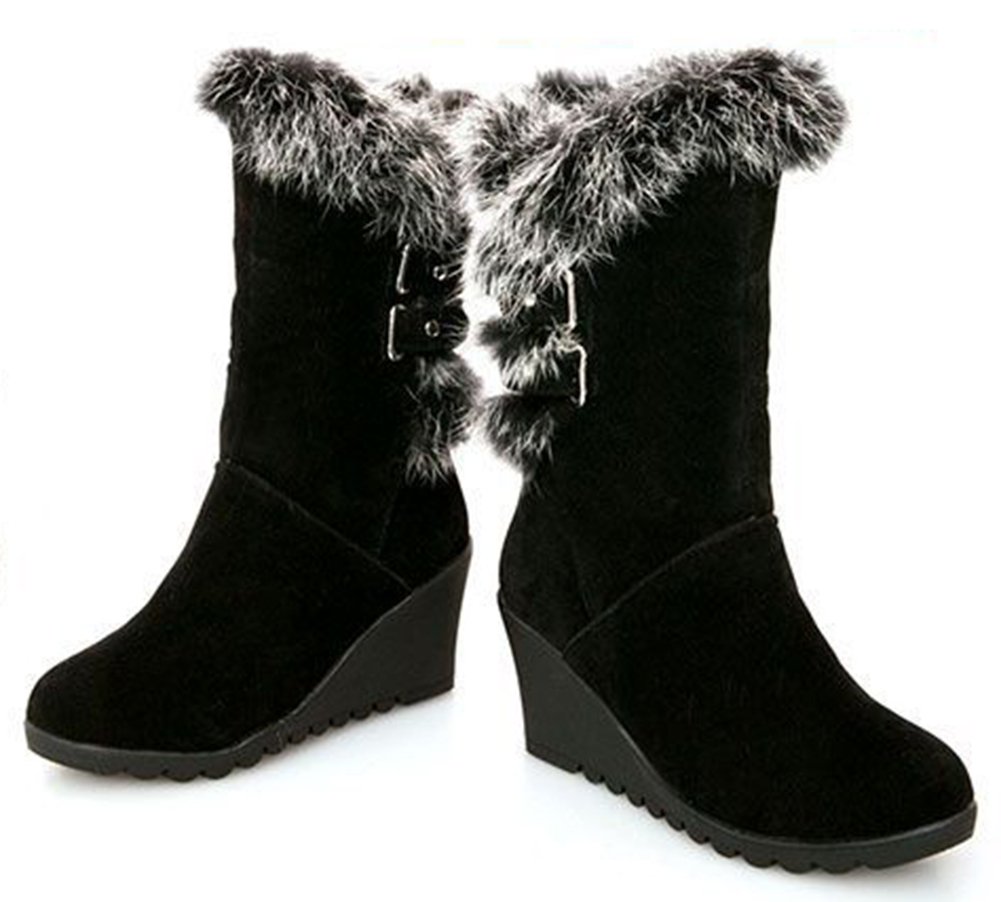 fur lined wedge boots
