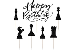 YETXEL Chess Birthday Cake Topper-Chess lover chess player Happy Birthday Cake Decoration
