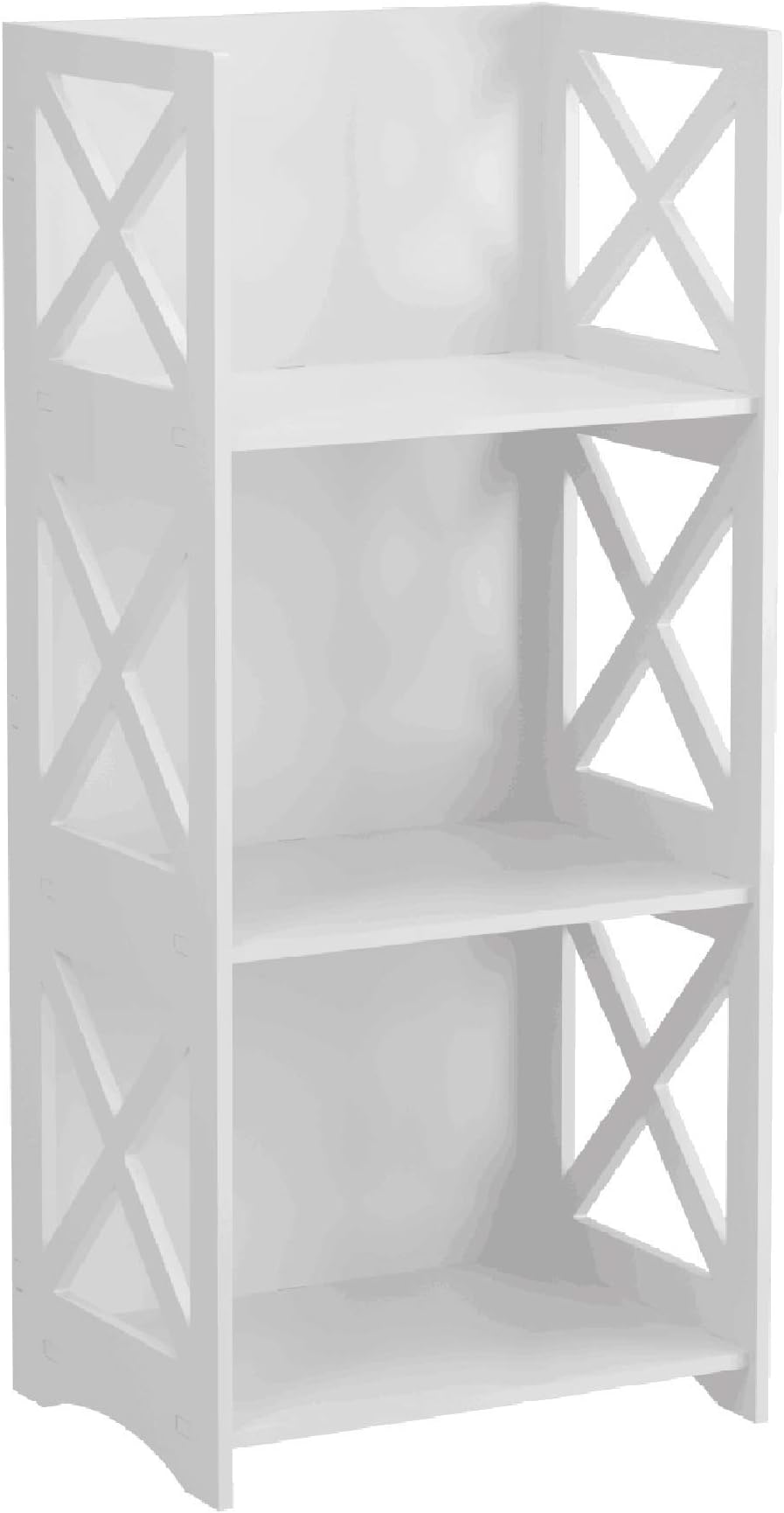 UNKU 3 Tiers Wood Plastic Composites, Storage Shelves, Bookcase , White