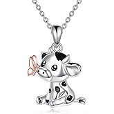 YAFEINI Cow Necklace 925 Sterling Silver Cute Cow Pendant Necklace Animal Jewelry Gifts for Women