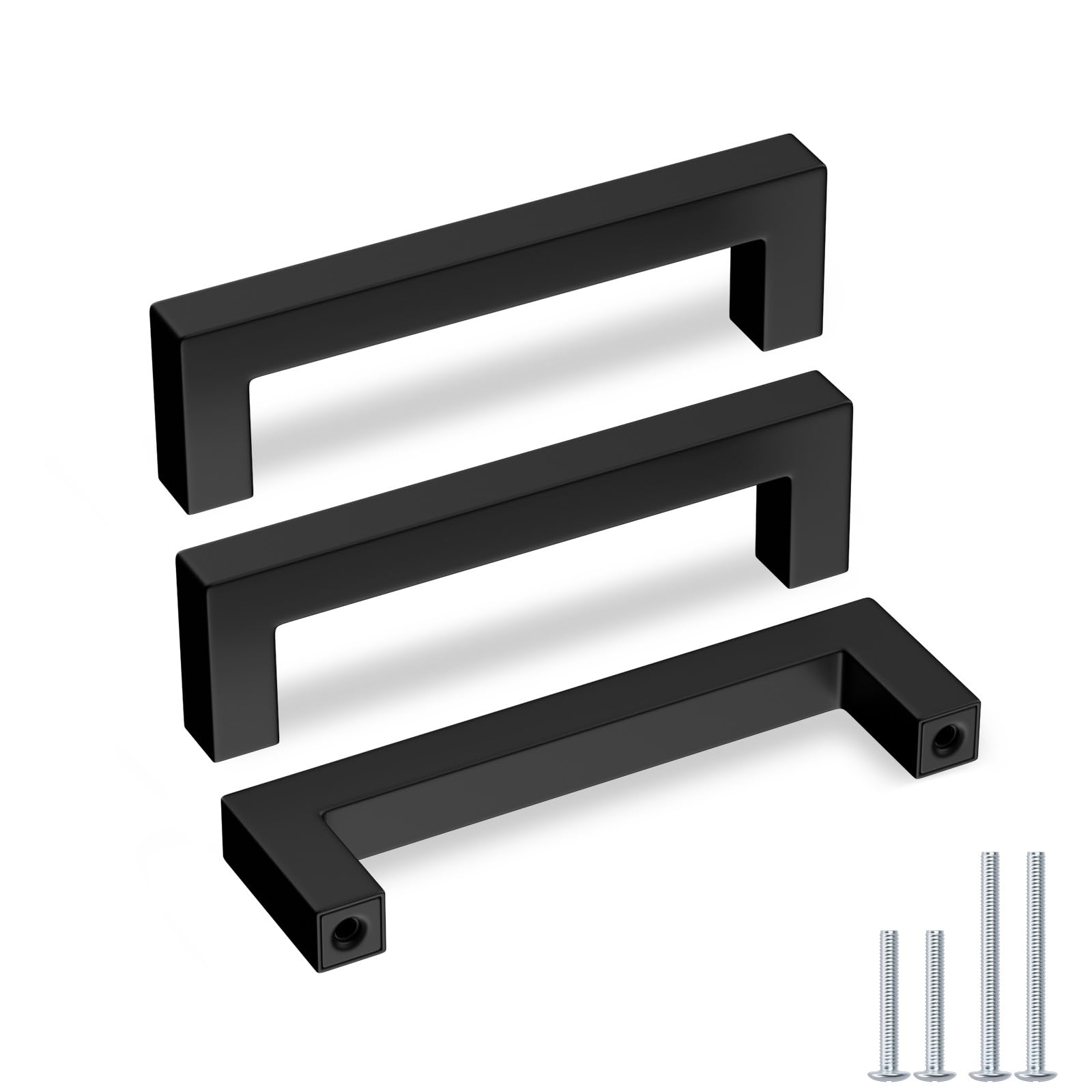 Photo 1 of goldenwarm 5 Pack Black Cabinet Pulls 4-1/2in Drawer Pulls Modern Kitchen Cabinet Handles Black Dresser Stainless Steel Hardware