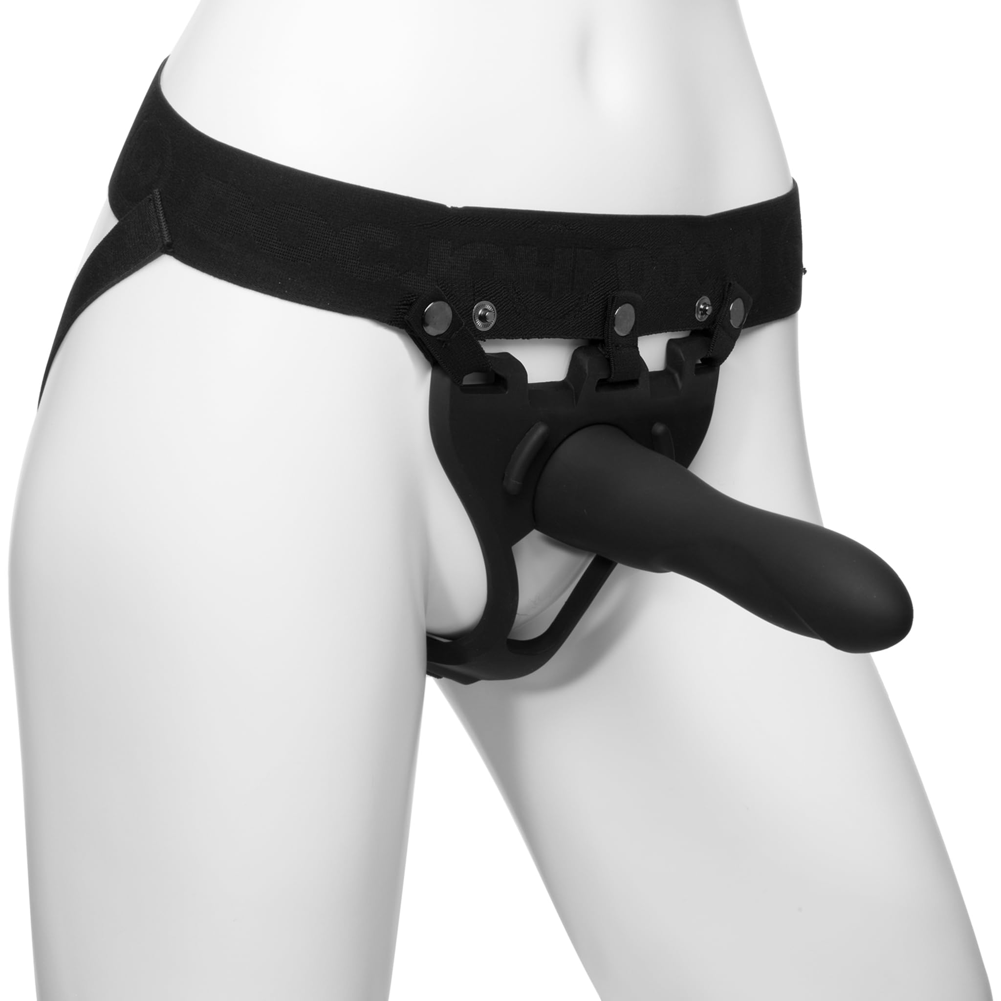 Doc Johnson Body Extensions Hollow Dong Strap On, Large, Black, 2-Piece