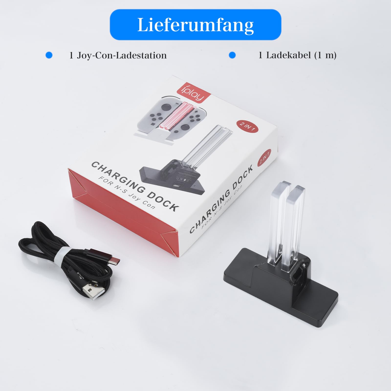 ELUTENG Ladestation für Switch Controller, Controller Ladestation Kompatibel mit Nintendo Switch JoyCons, Ladesta Tion mit LED Anzeigeleuchte Und 3-3Ft Typ-C USB Ladekabel 8