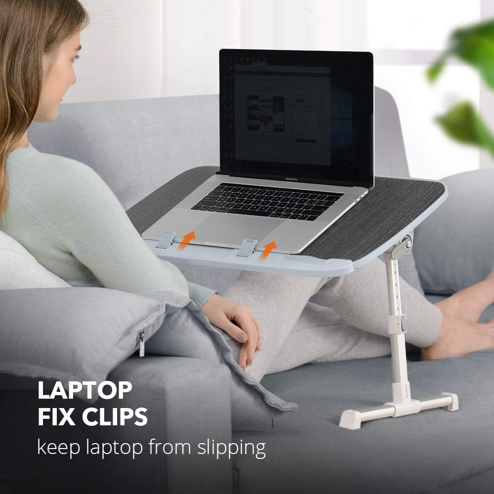 Laptop Desk for Bed, TaoTronics Lap Desks Bed Trays for Eating and Laptops Stand Lap Table, Adjustable Computer Tray for Bed, Foldable Bed Desk for Laptop and Writing in Sofa and Couch Black : Office Products