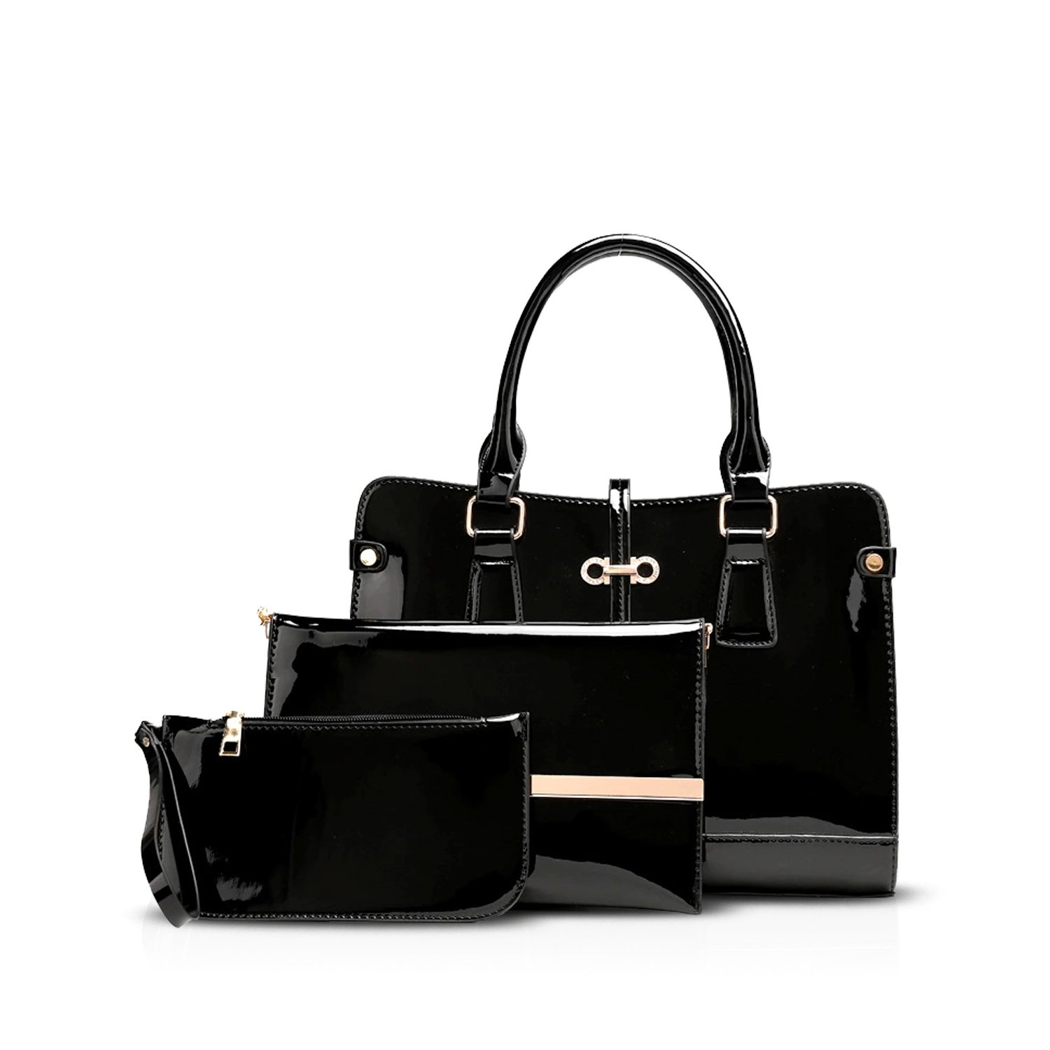 NICOLE & DORIS Women Handbag 3 Set Handbag+Shoulder Bag+Purse Red Wine