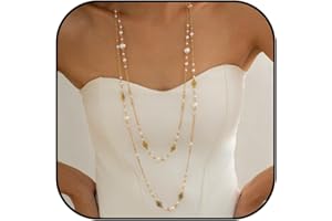 Layered Long Necklace Pearl Statement Necklace for Women Elegant Multi Strand Jewelry Formal Party Accessories 2025 Gift