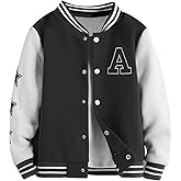 SHENHE Boy's Button Up Varsity Jacket Color Block Letter Print Baseball Bomber Jacket