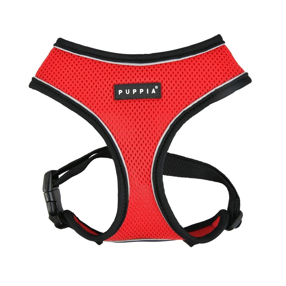 Puppia Soft Harness Pro Dog Harness, Red, L