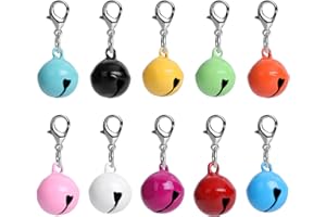 Amabro Pet Bells for Collar, 10 PCS Round Bells with Loud Crisp Sound, Multicolor Cat Dog Collar Charm Pendant Accessories for Christmas Decoration