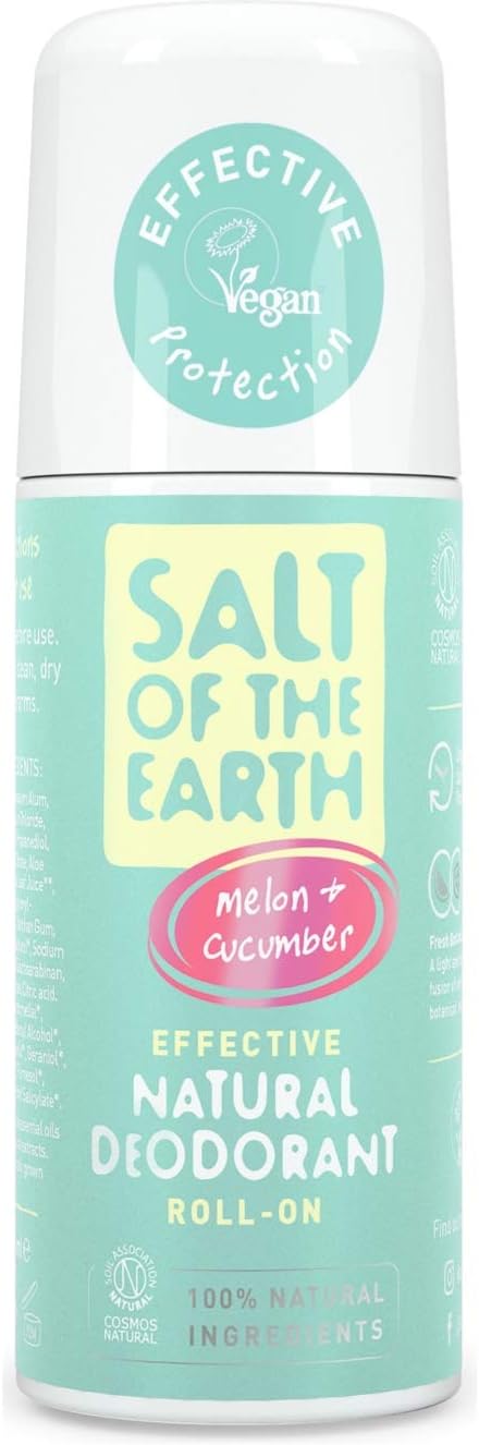 Salt of the Earth, Natural Deodorant Roll On, Melon & Cucumber, Vegan Formula with Effective Long-Lasting Protection