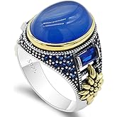 Qida Solid 925 Sterling Silver Ring for Men Onyx Stone Ring Turkish Handmade Agate Silver Luxury Vintage Men's Ring