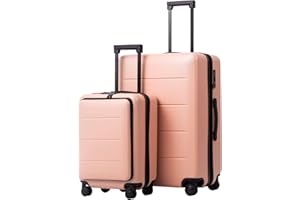 COOLIFE Luggage Suitcase Piece Set Carry On ABS+PC Spinner Trolley with pocket Compartmnet Weekend Bag (Sakura pink, 2-piece Set)