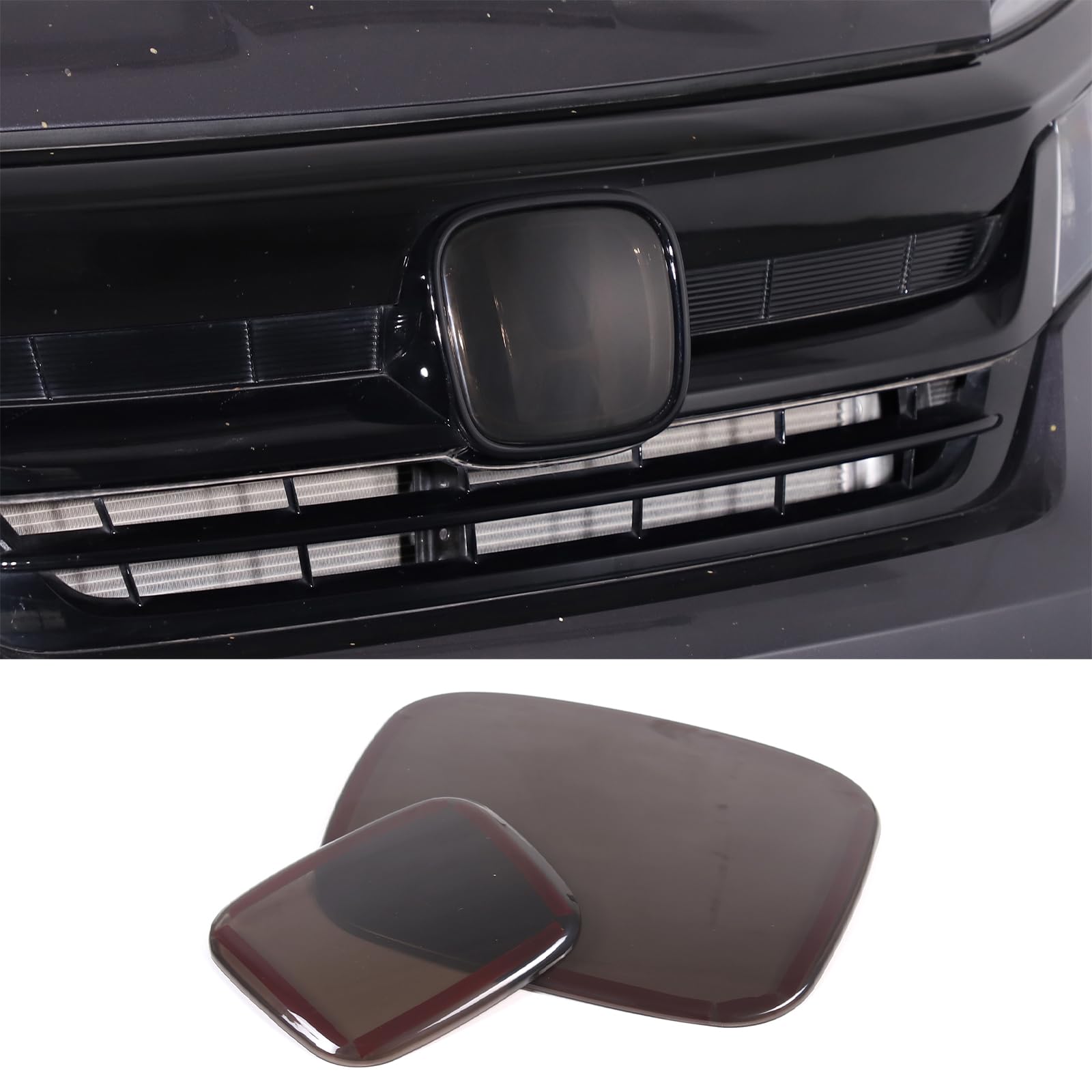 Photo 1 of Front Grille Rear Tailgate Emblem Cover Compatible with Honda Pilot/Passport 2019-2022, Smoked Front & Rear Emblem Badge Logo Cover Trim Sticker Decal Protector Accessories, ABS (Grey)