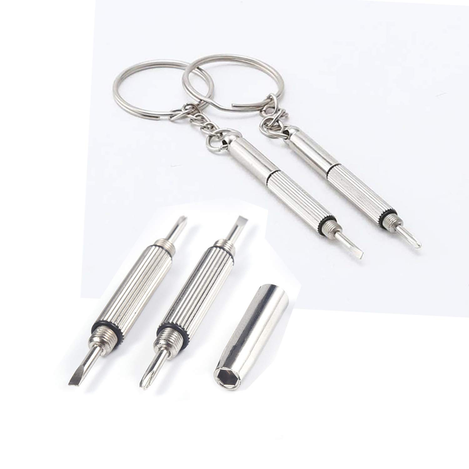 Mini 3 in 1 Screwdriver Keychain, Hotetey 8 Pack Stainless Steel Precision Screwdriver Keyring Repair Tool for Eyeglass Sunglasses Watch Phone Electronics